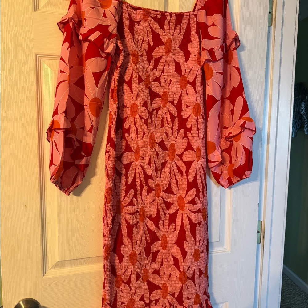 Floral Red and Pink Dress
